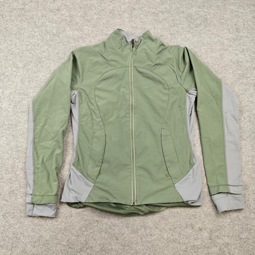 Lululemon Hoodie Womens Medium Green Full Zip Hooded Jacket Zip Pocket Lined